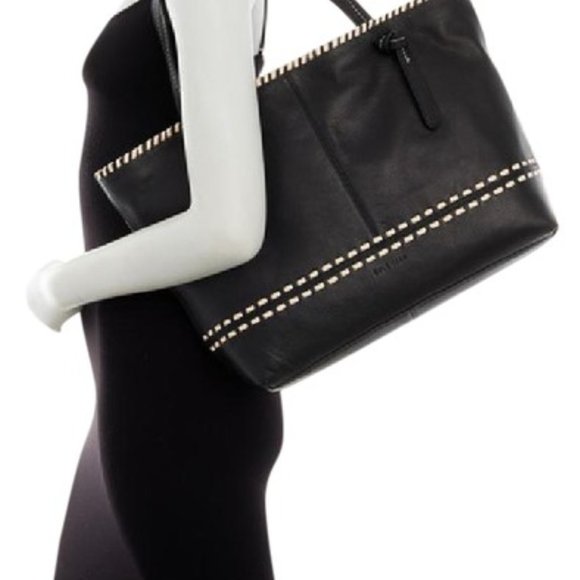 New Cole Haan Brynn Black Sand Shell Leather Tote - Picture 4 of 5